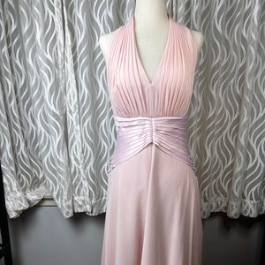 Tadashi Blush Pink Silk Halter Cocktail Dress